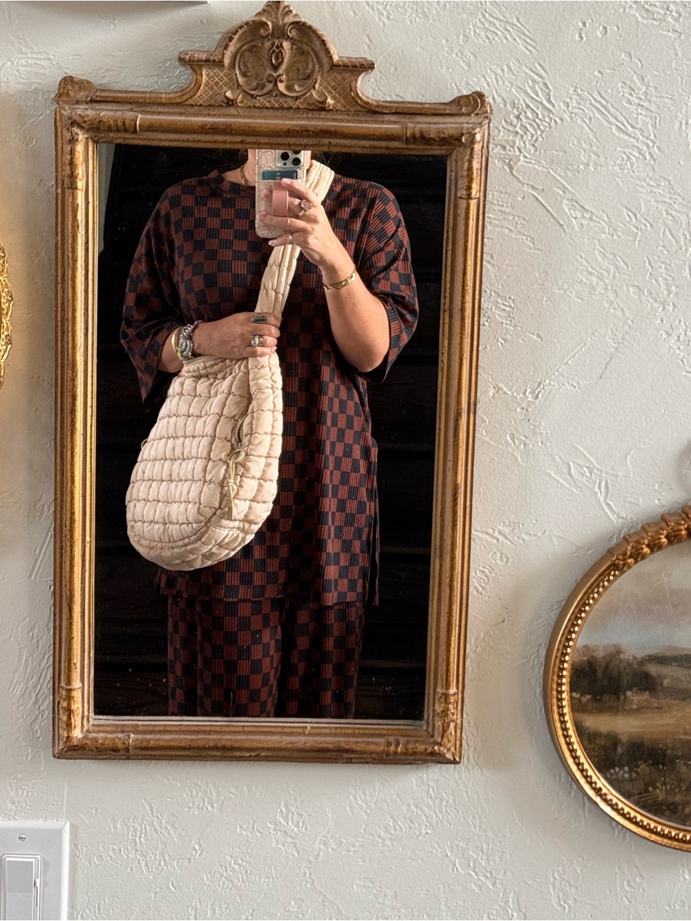 Quilted Cream Shoulder Bag - Soft Padded Crossbody